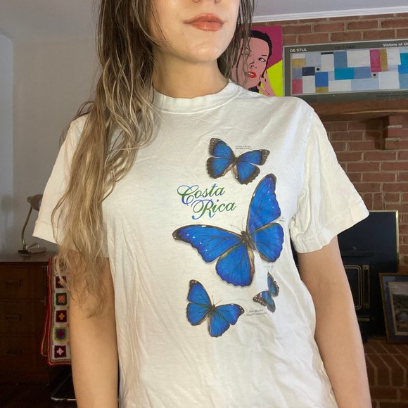 Vintage Tops - Vintage 90s Butterfly Identification Costa Rica Tee Tucan Tico Wildlife …
